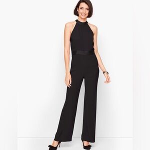 NWOT TALBOTS Black Stain Crepe Halter Jumpsuit